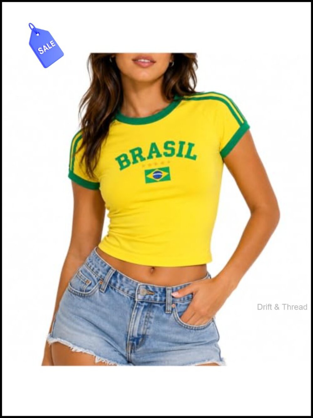Women's Brasil Graphic Baby Tee Crop Top Polyester Short Sleeve Y2K